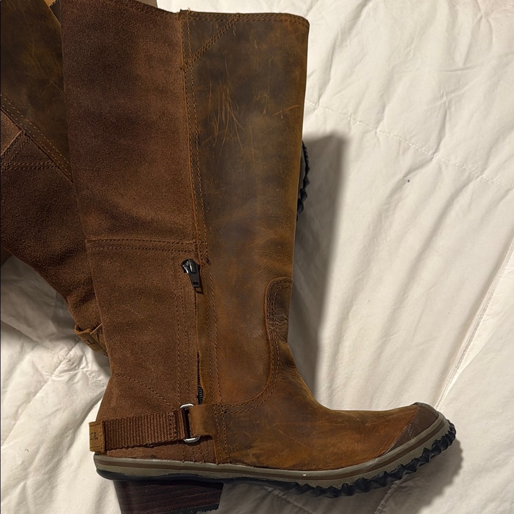 Women's Brown Leather Mid-Calf Winter Boots